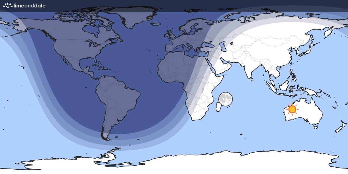 Map showing day and night parts of the world